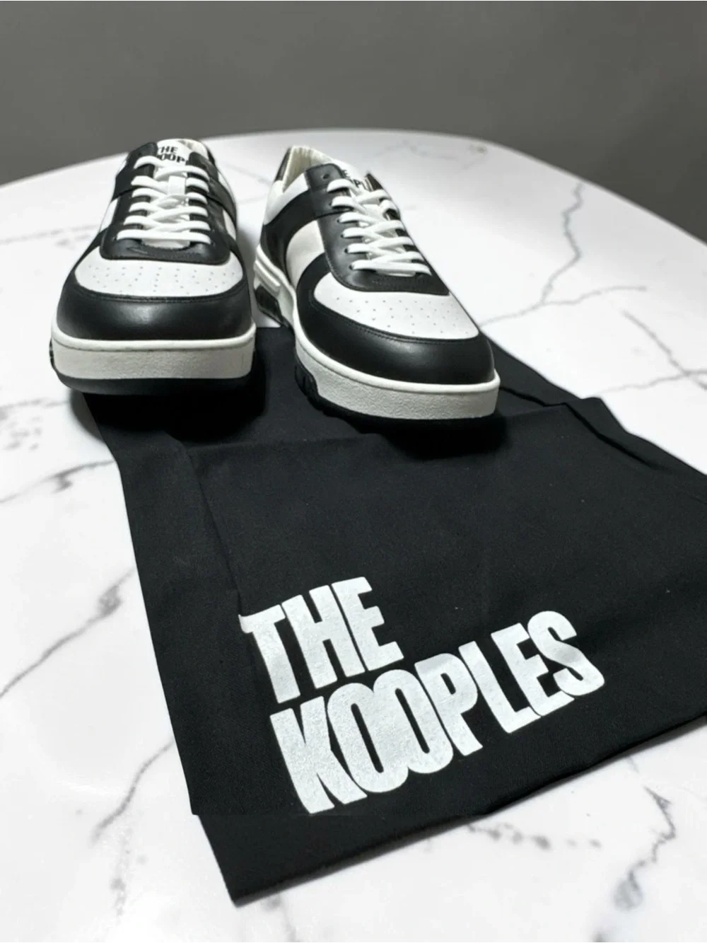 The Kooples NIB Men's Leather Sneaker Black/White in‎ Size FR 43/US 10MSRP $320